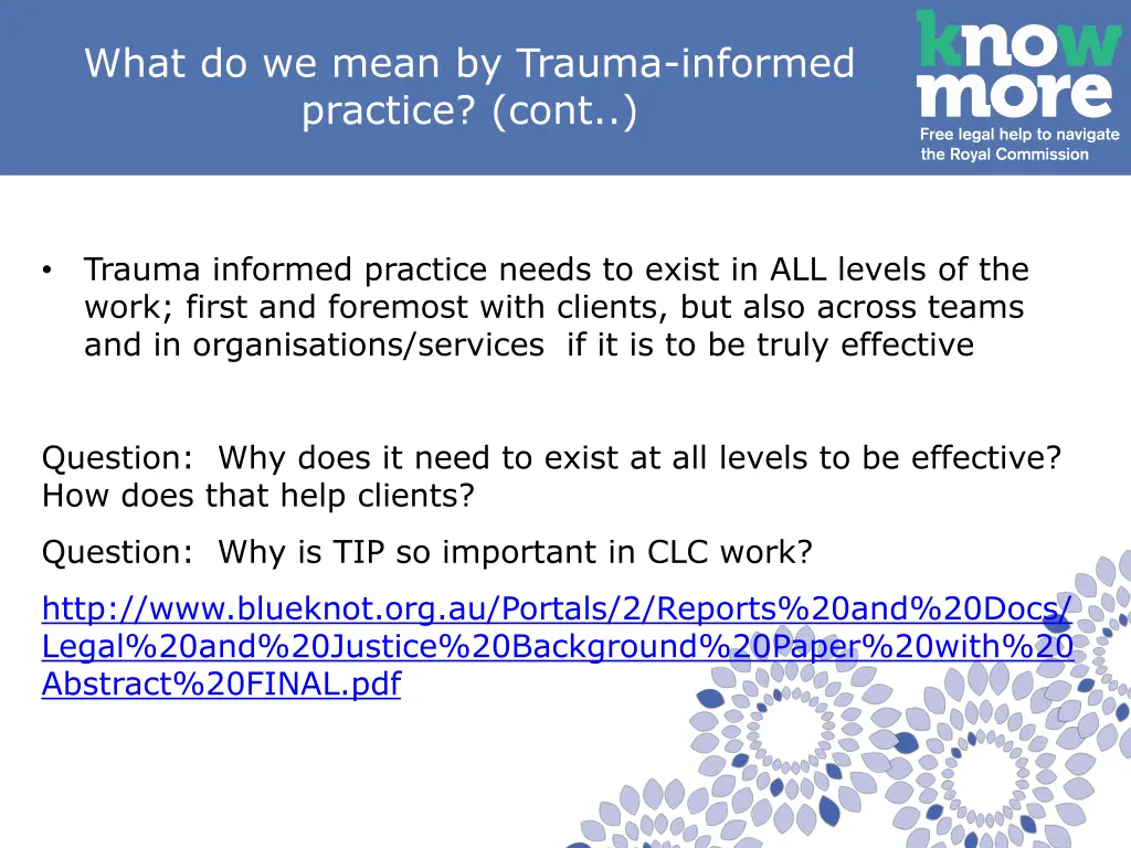 what do we mean by trauma informed practice cont 1