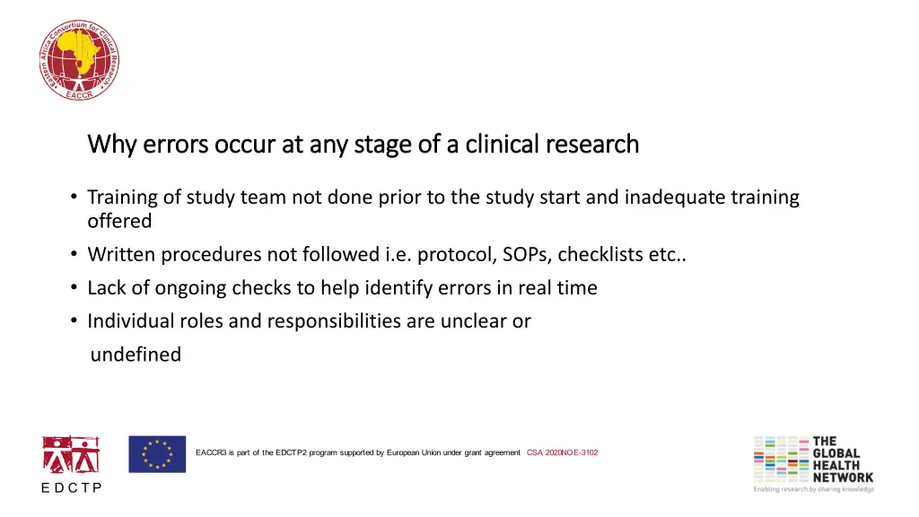 why errors occur at any stage of a clinical