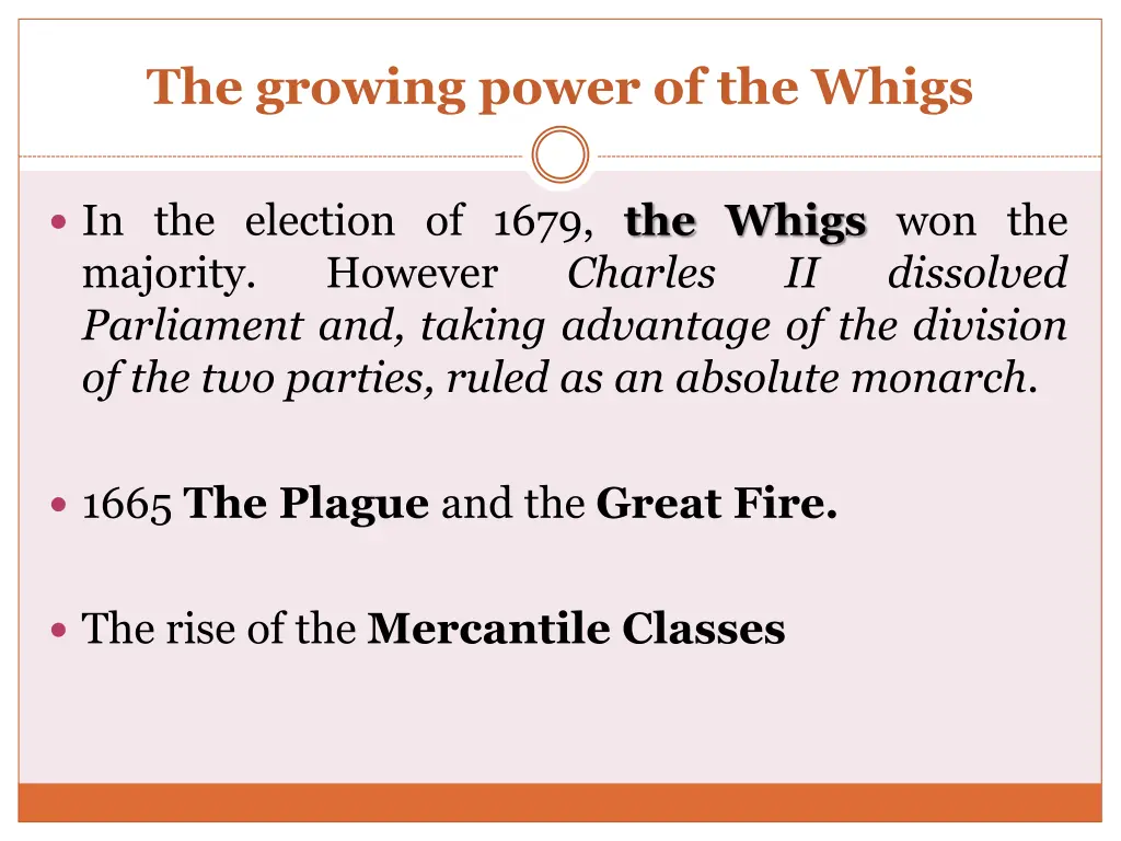 the growing power of the whigs