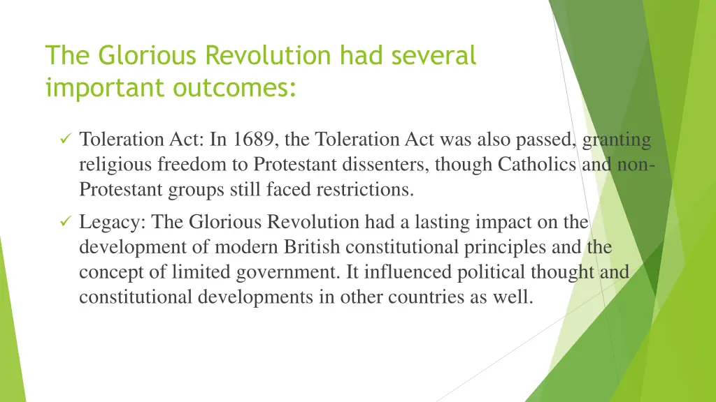 the glorious revolution had several important 1