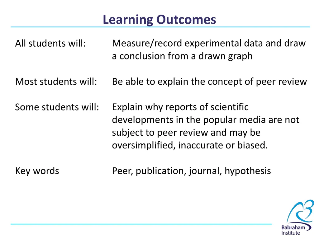 learning outcomes