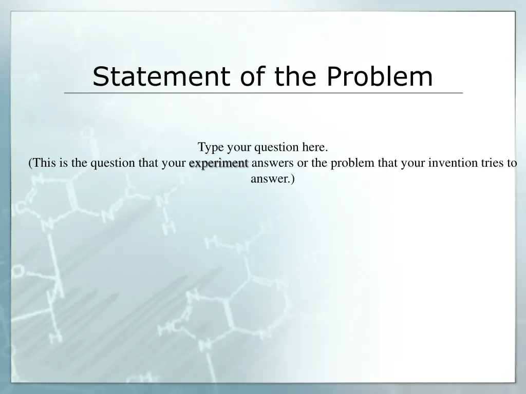 statement of the problem