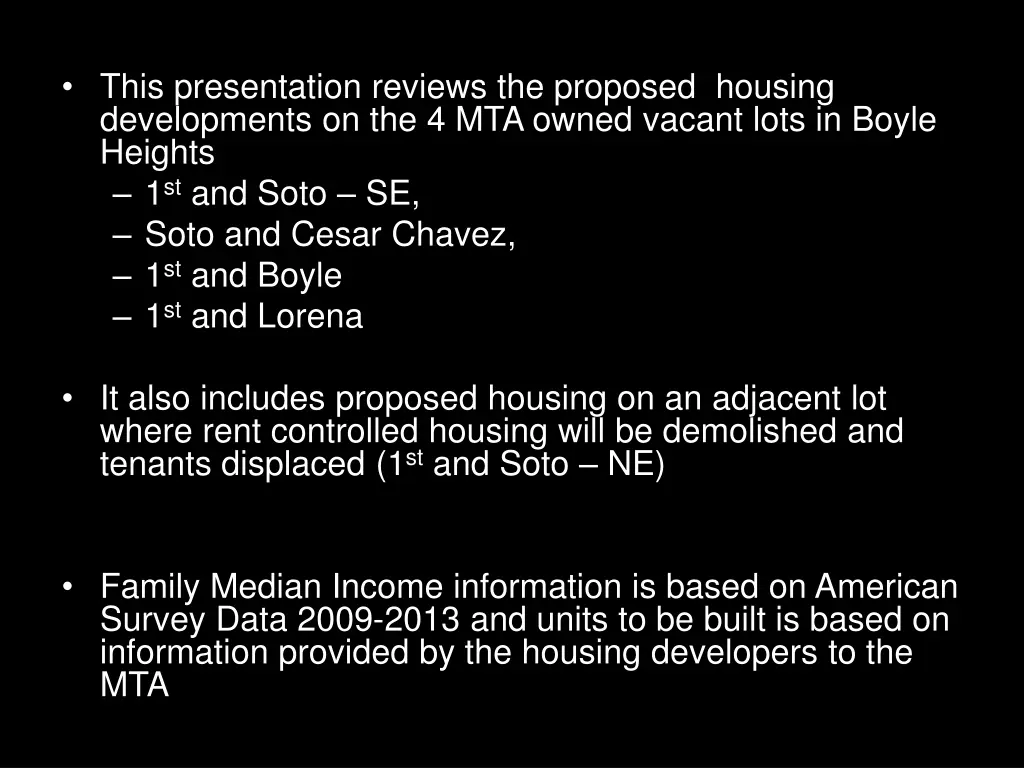 this presentation reviews the proposed housing