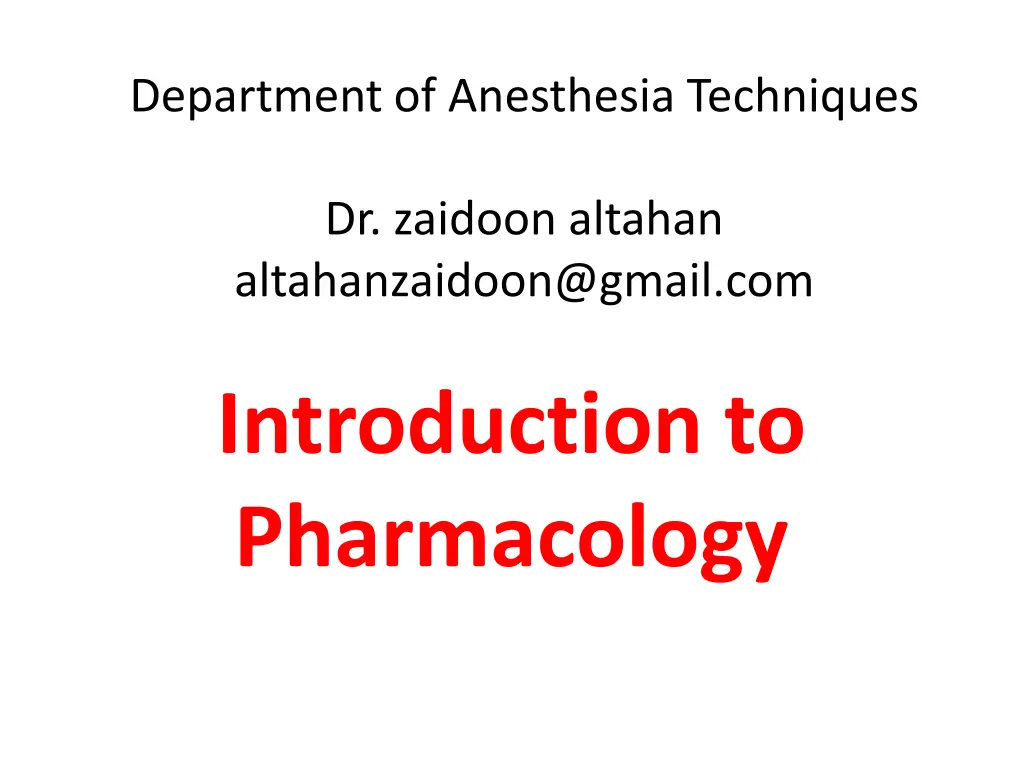department of anesthesia techniques