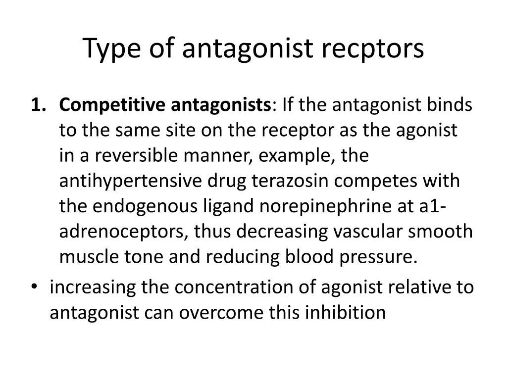 type of antagonist recptors