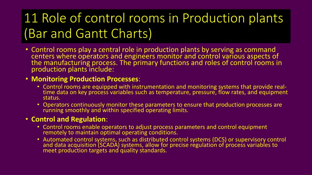 11 role of control rooms in production plants