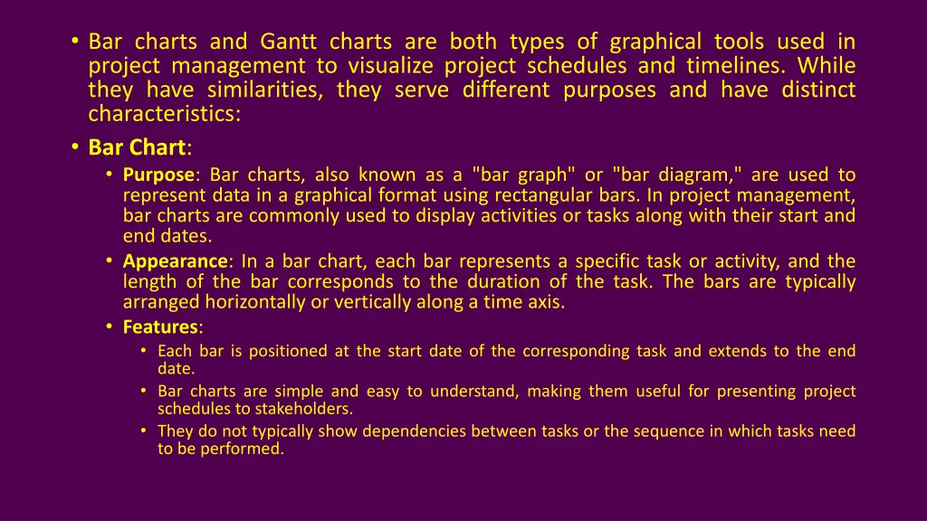 bar charts and gantt charts are both types