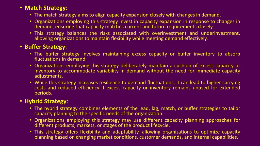 match strategy the match strategy aims to align