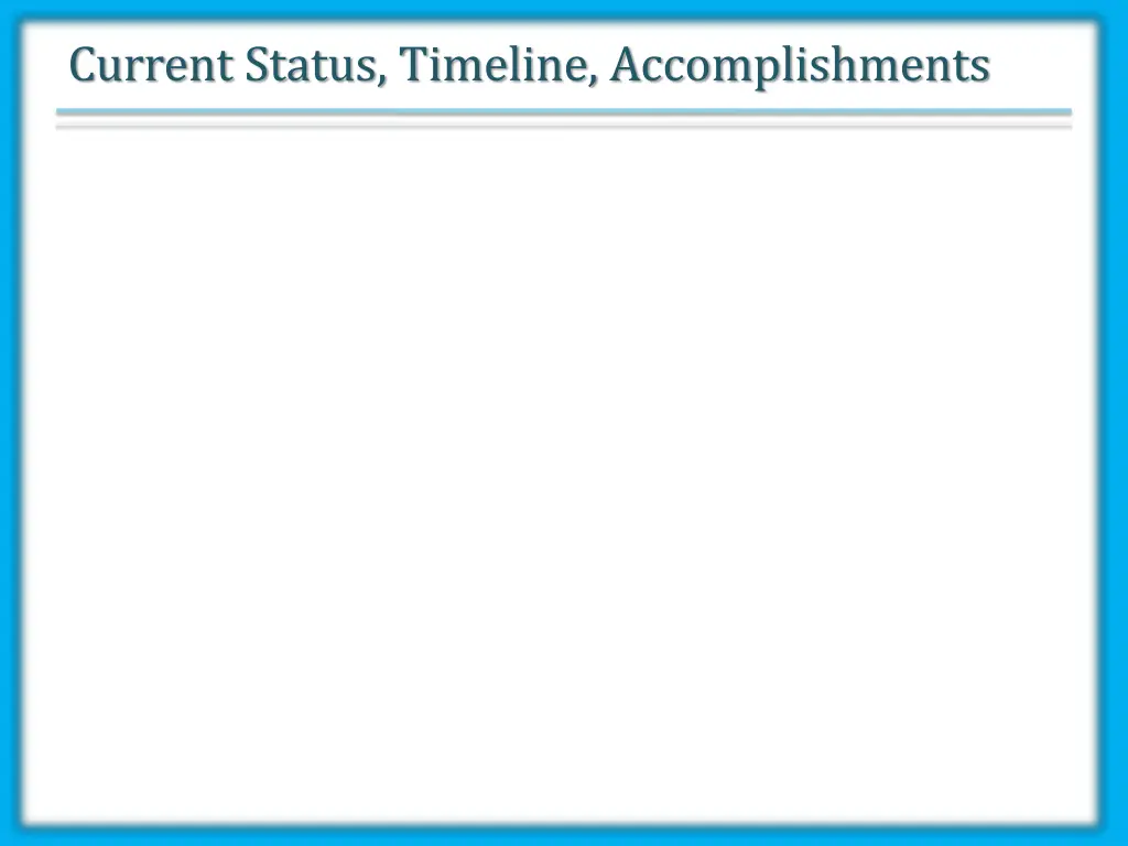 current status timeline accomplishments
