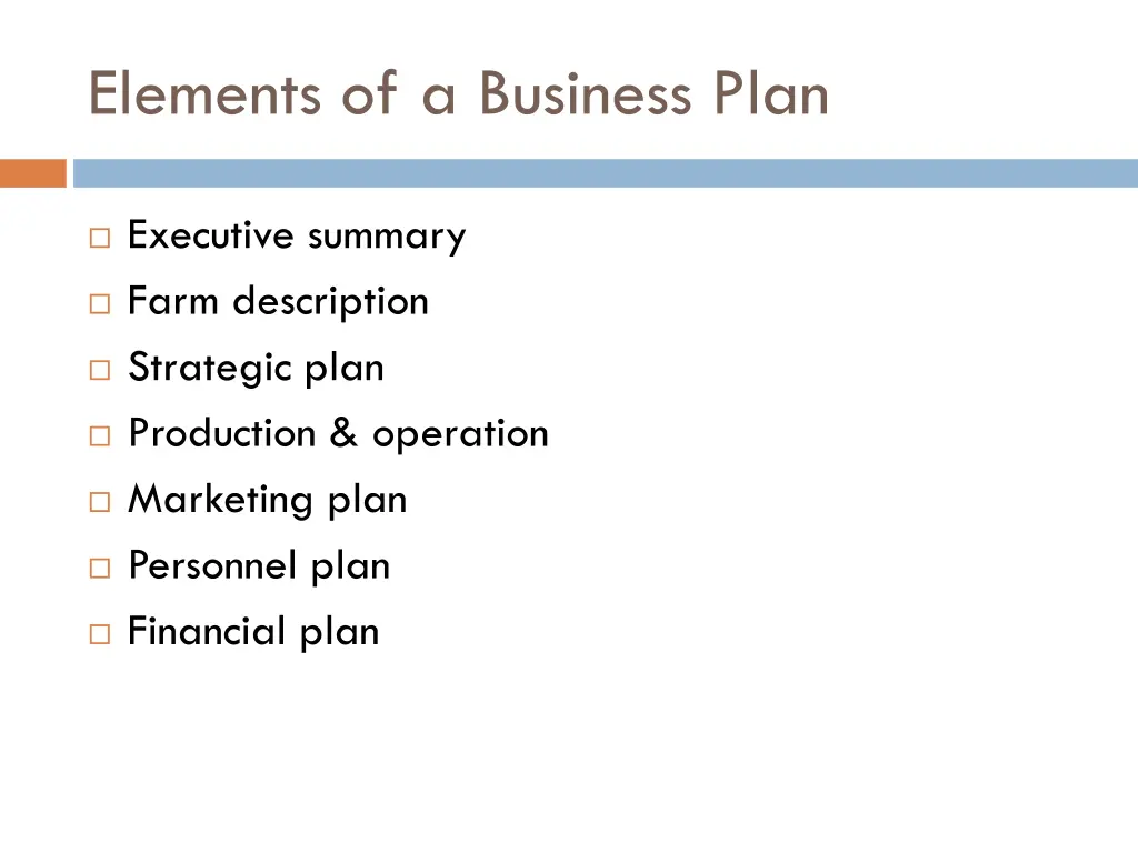 elements of a business plan