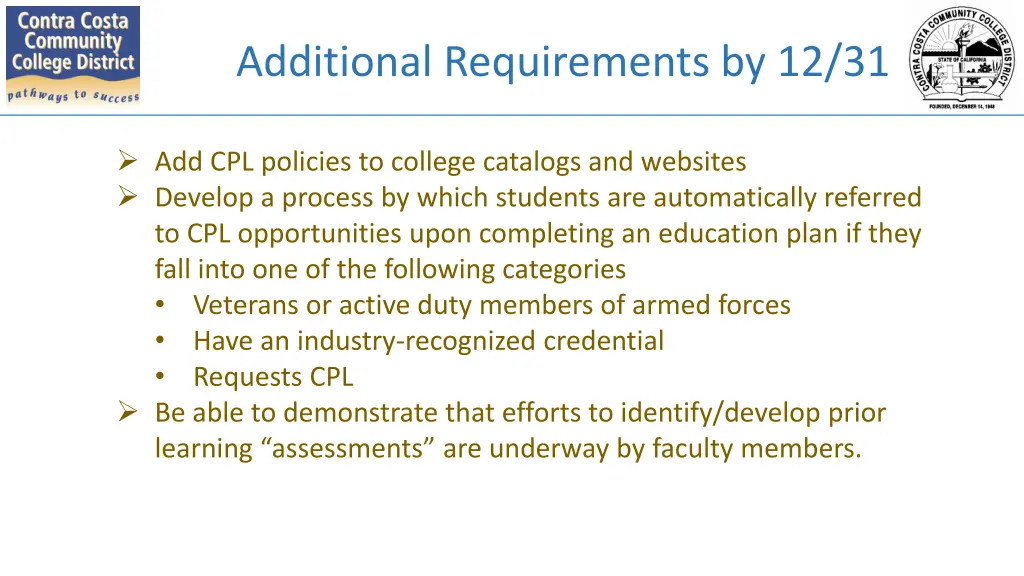 additional requirements by 12 31
