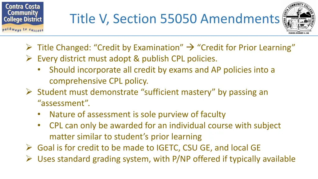 title v section 55050 amendments