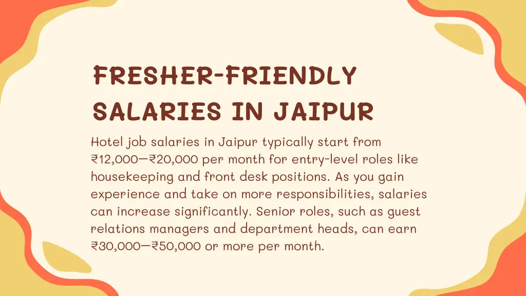 fresher friendly salaries in jaipur hotel
