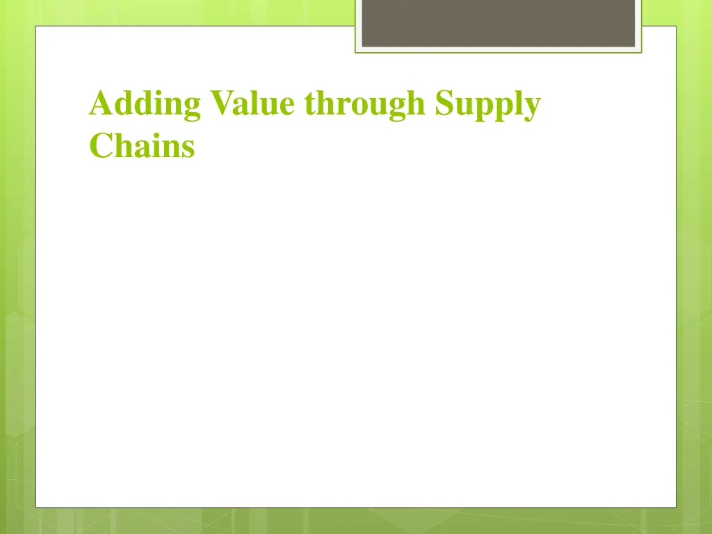 adding value through supply chains
