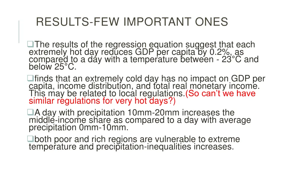 results few important ones
