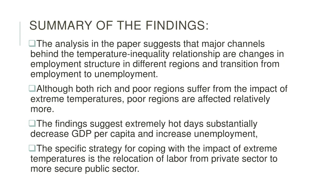 summary of the findings