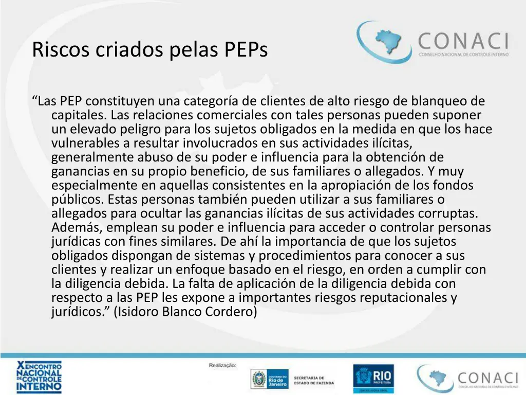 riscos criados pelas peps