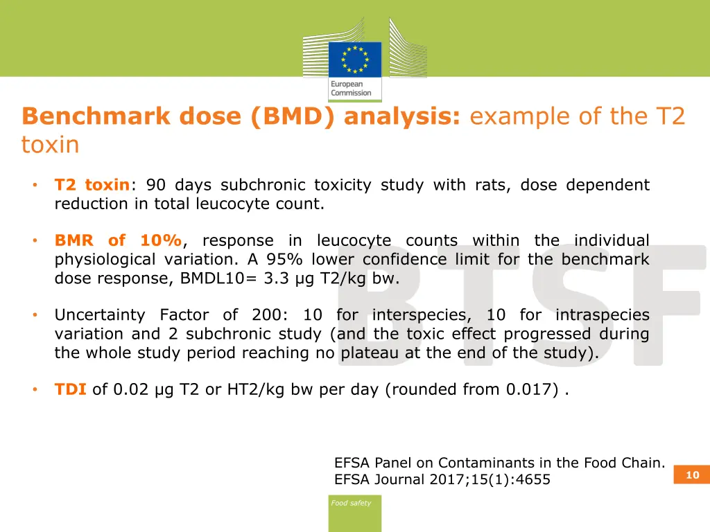 benchmark dose bmd analysis example