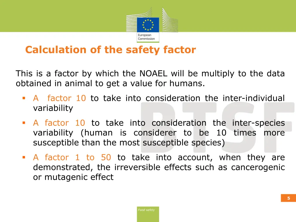 calculation of the safety factor