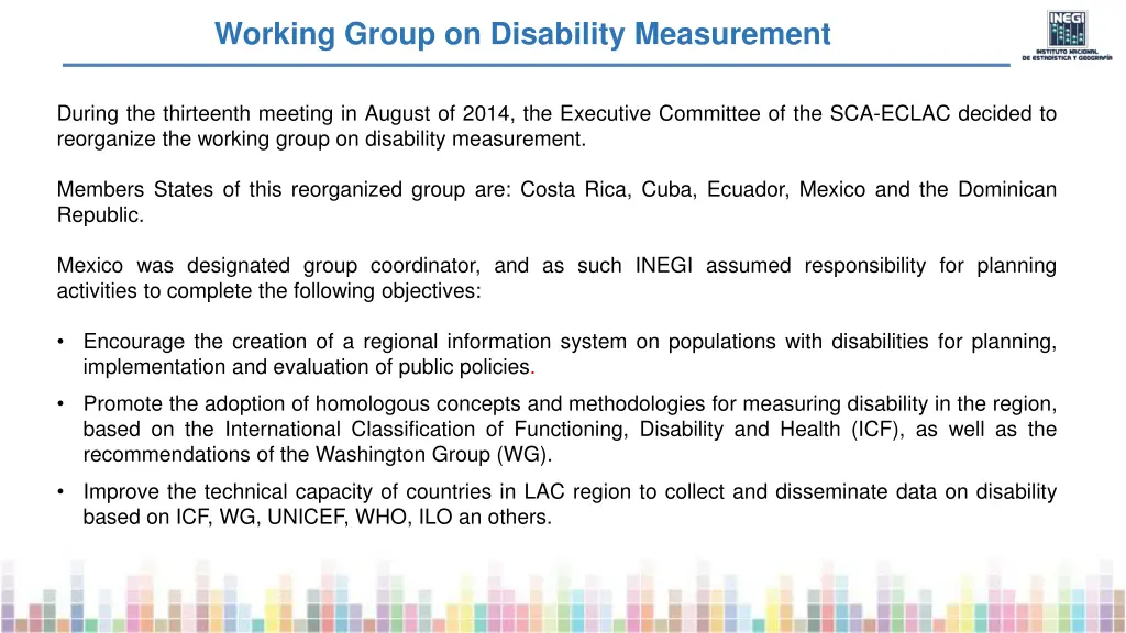 working group on disability measurement