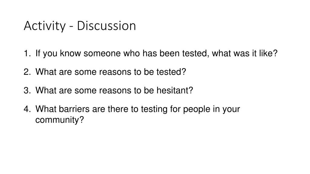 activity discussion