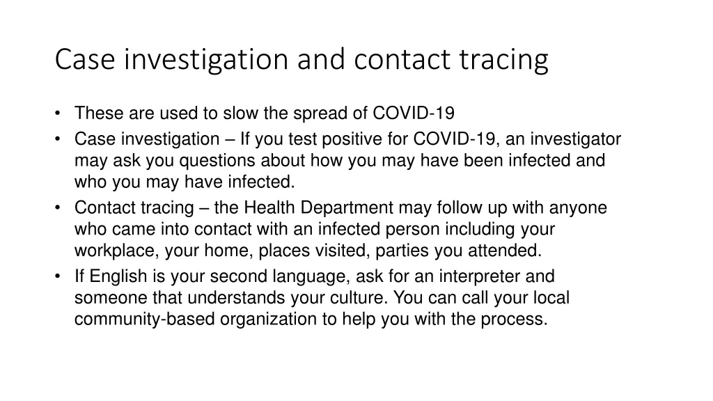 case investigation and contact tracing