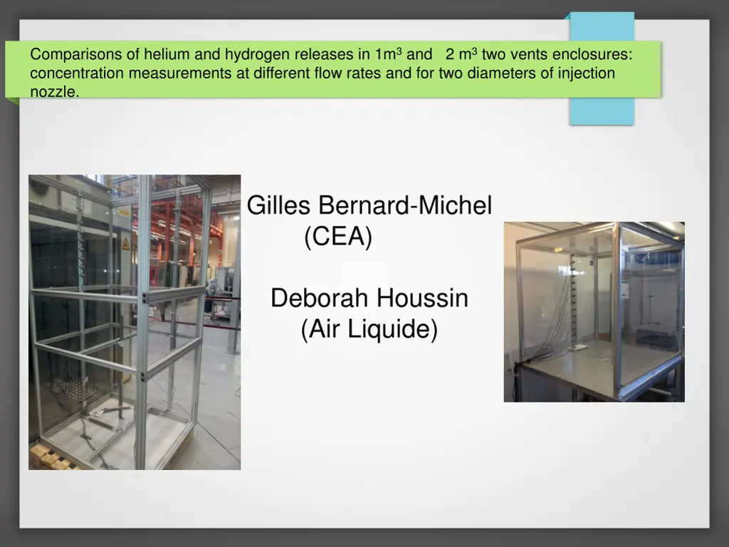 comparisons of helium and hydrogen releases
