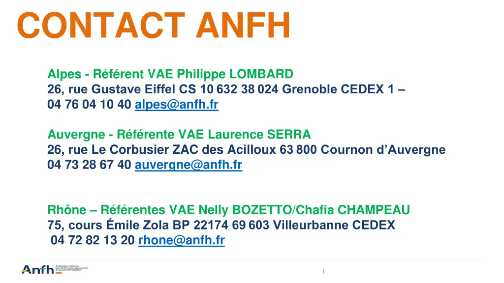 contact anfh