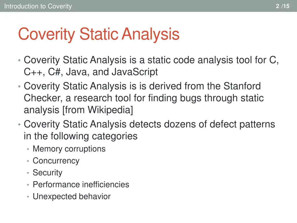 introduction to coverity 1