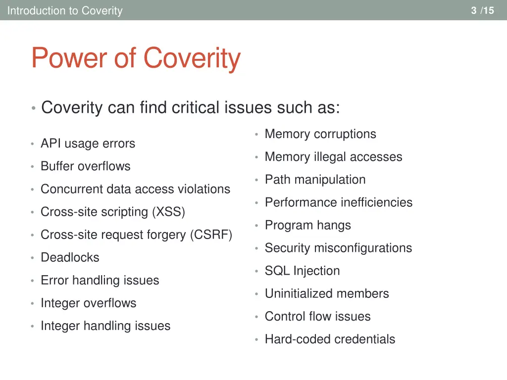 introduction to coverity 2