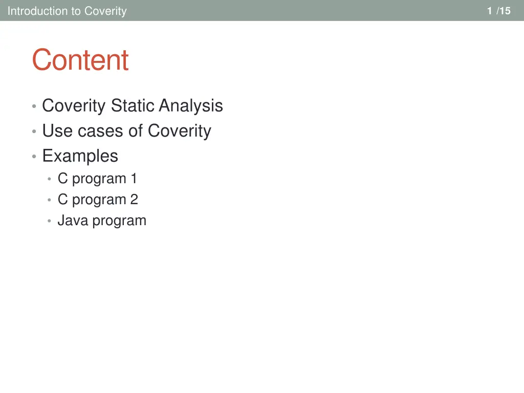introduction to coverity