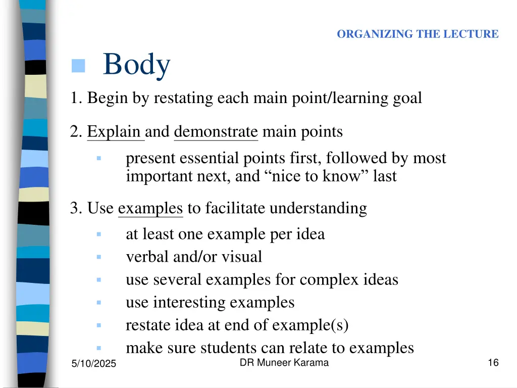 organizing the lecture 3