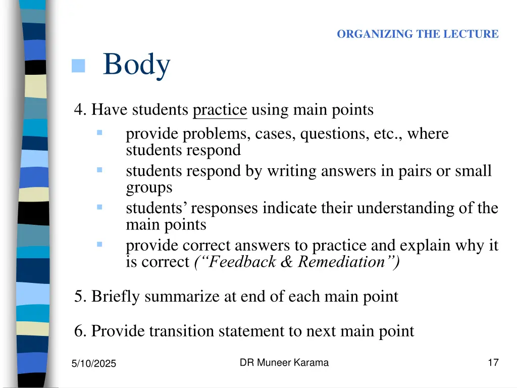 organizing the lecture 4