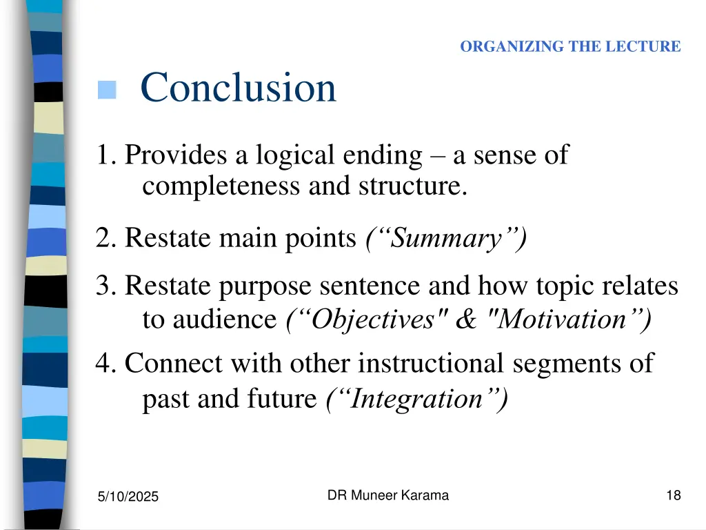 organizing the lecture 5