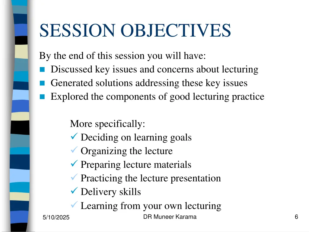 session objectives