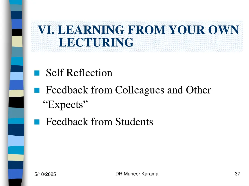vi learning from your own lecturing