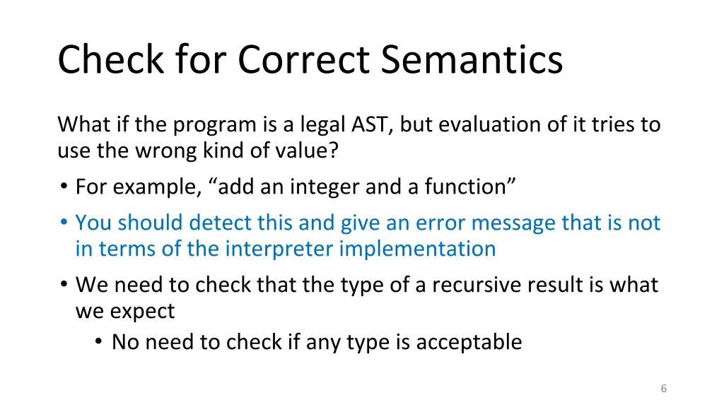 check for correct semantics