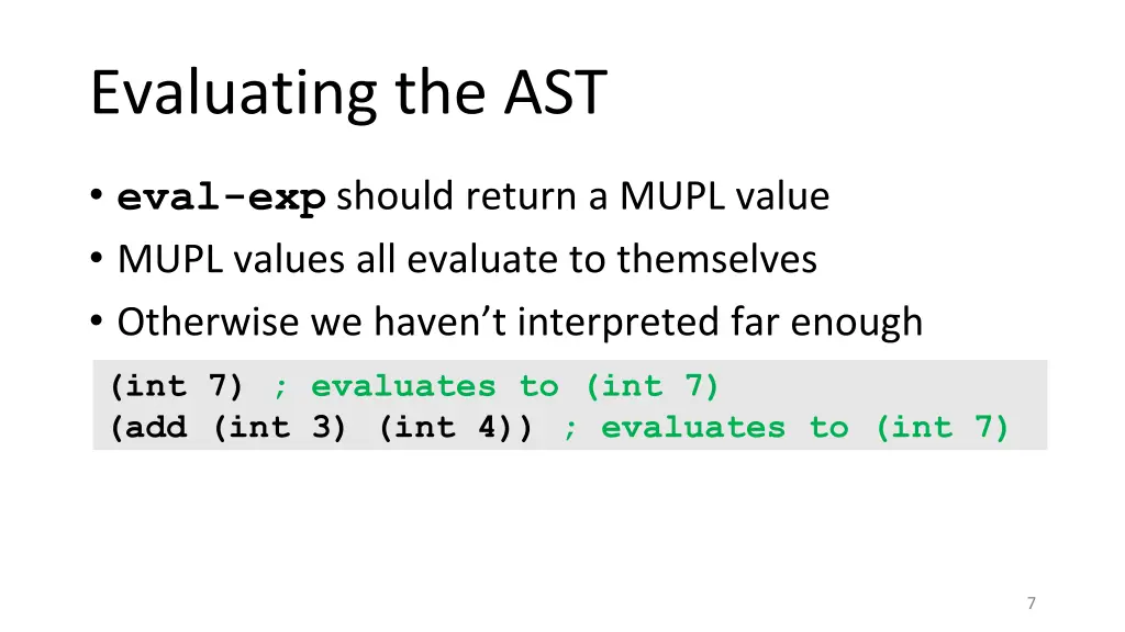 evaluating the ast