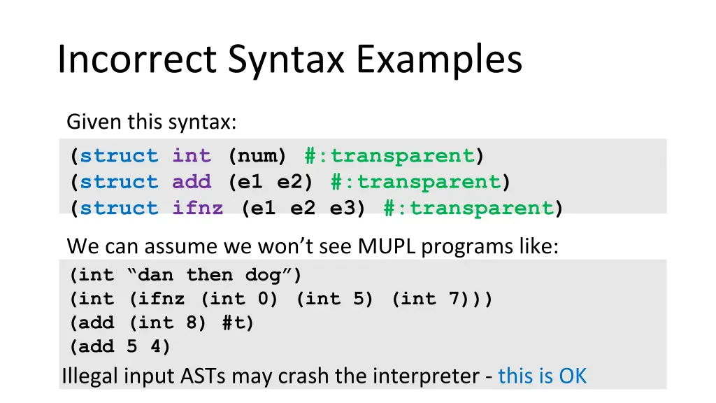 incorrect syntax examples