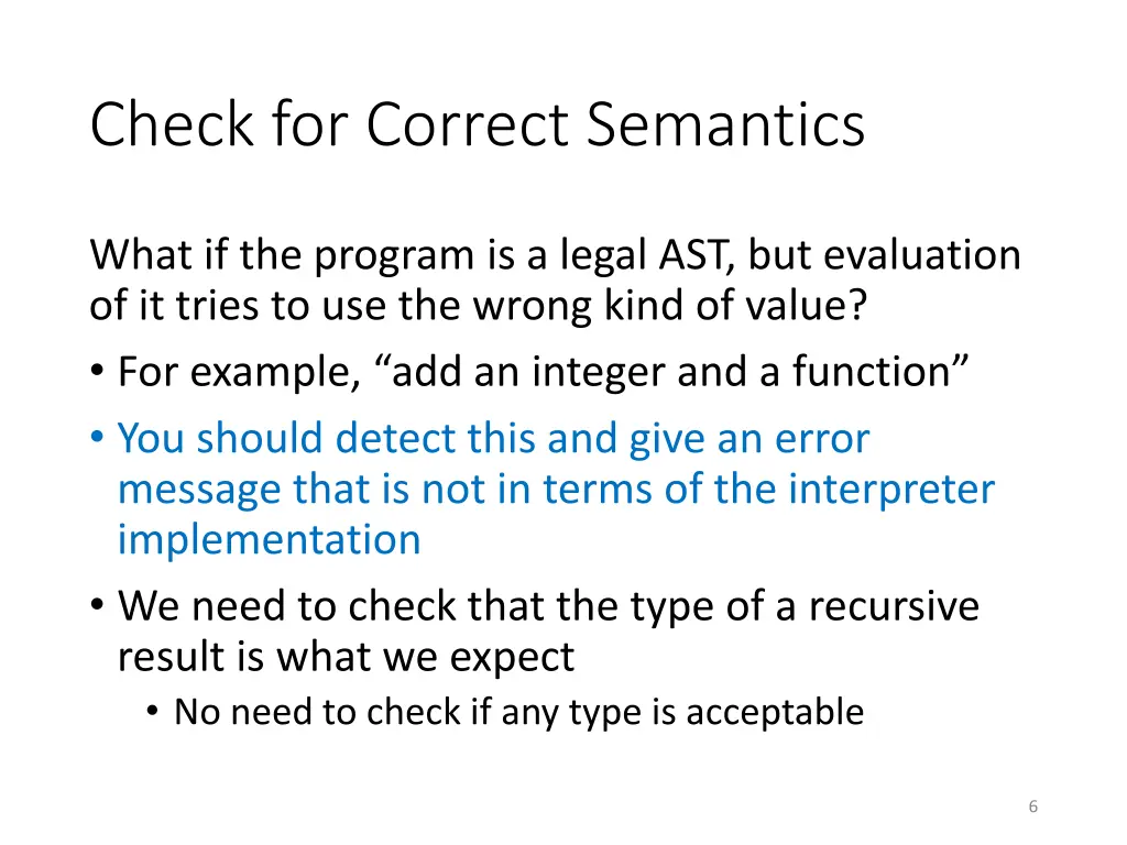 check for correct semantics