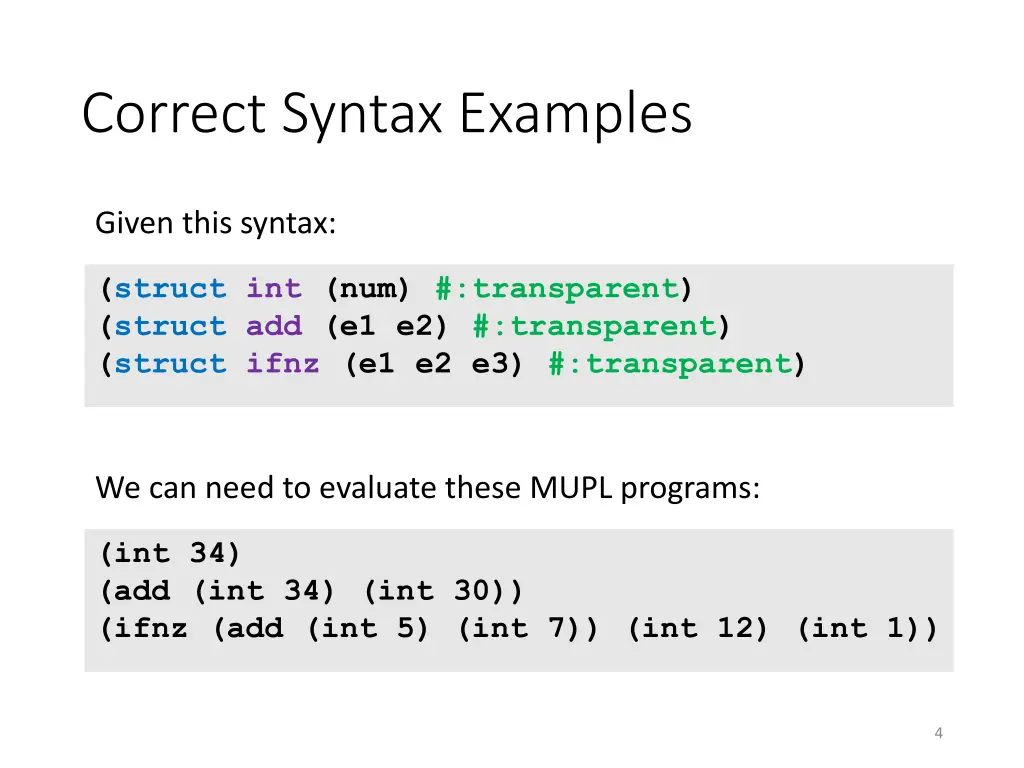 correct syntax examples