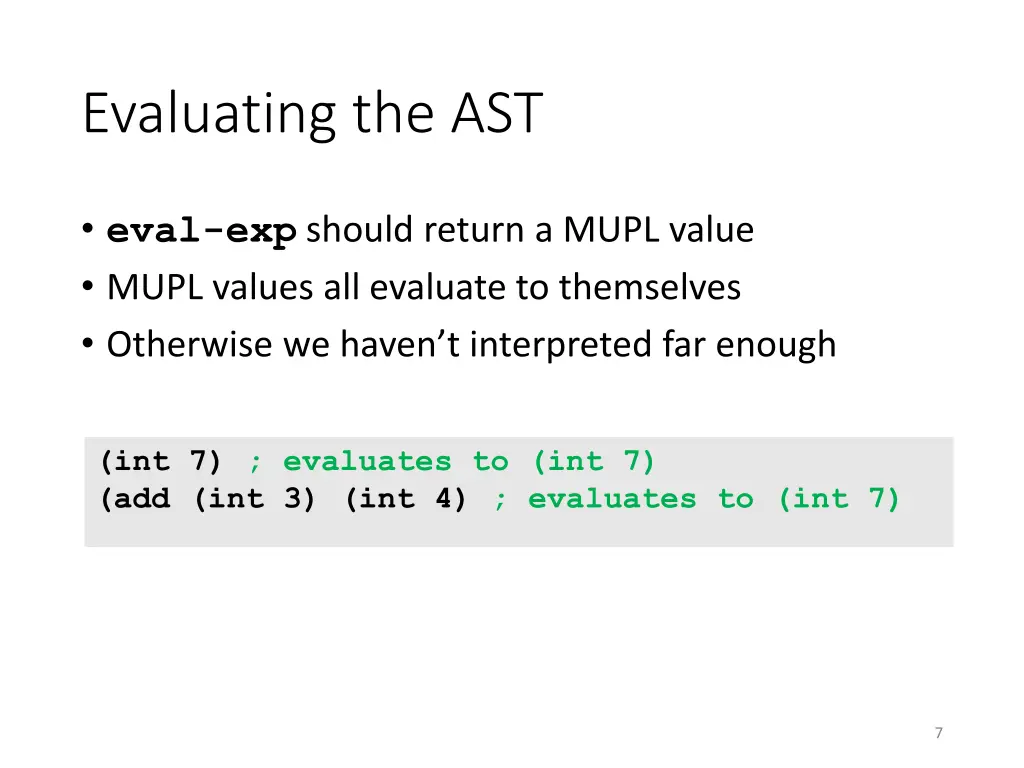 evaluating the ast