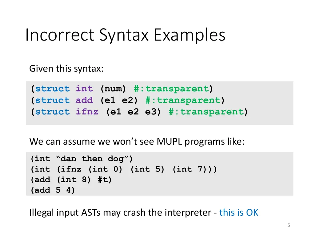 incorrect syntax examples