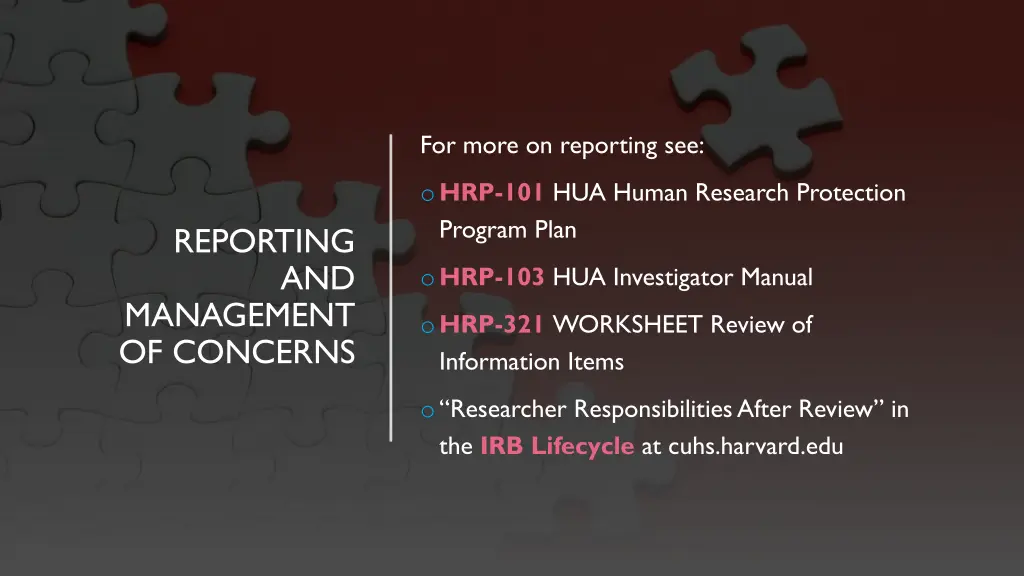 for more on reporting see