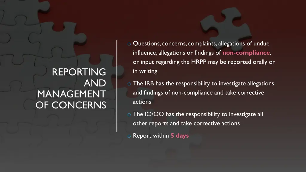 o questions concerns complaints allegations