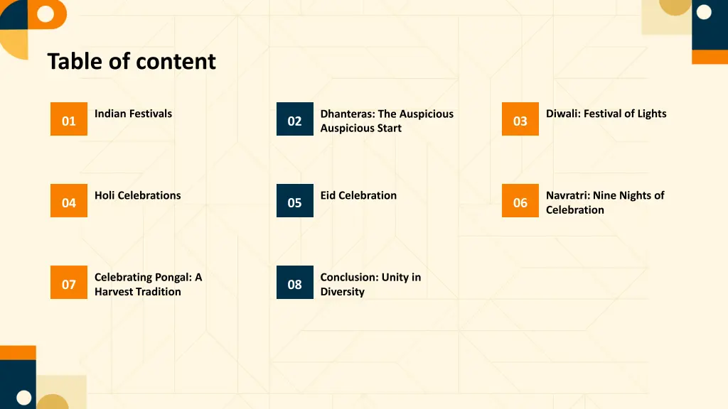 table of content