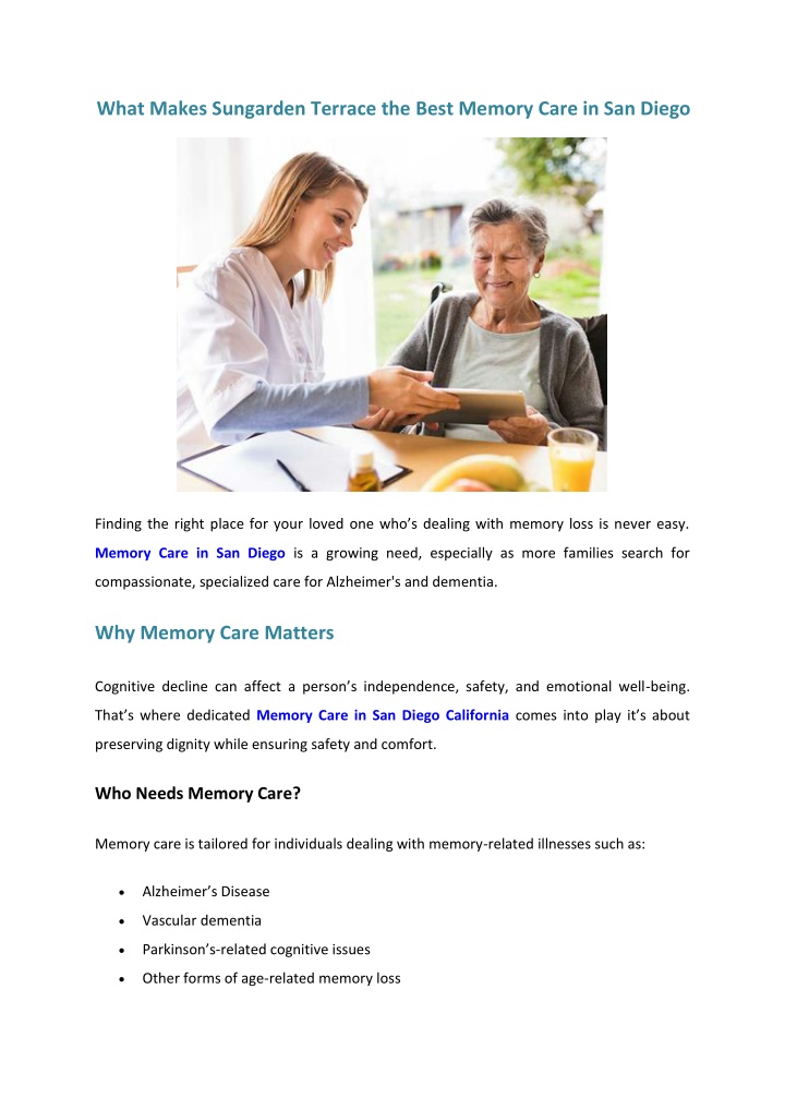what makes sungarden terrace the best memory care