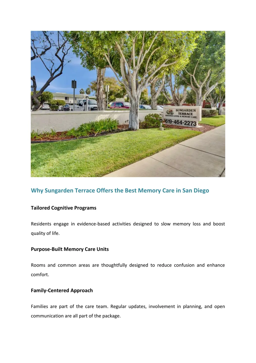 why sungarden terrace offers the best memory care