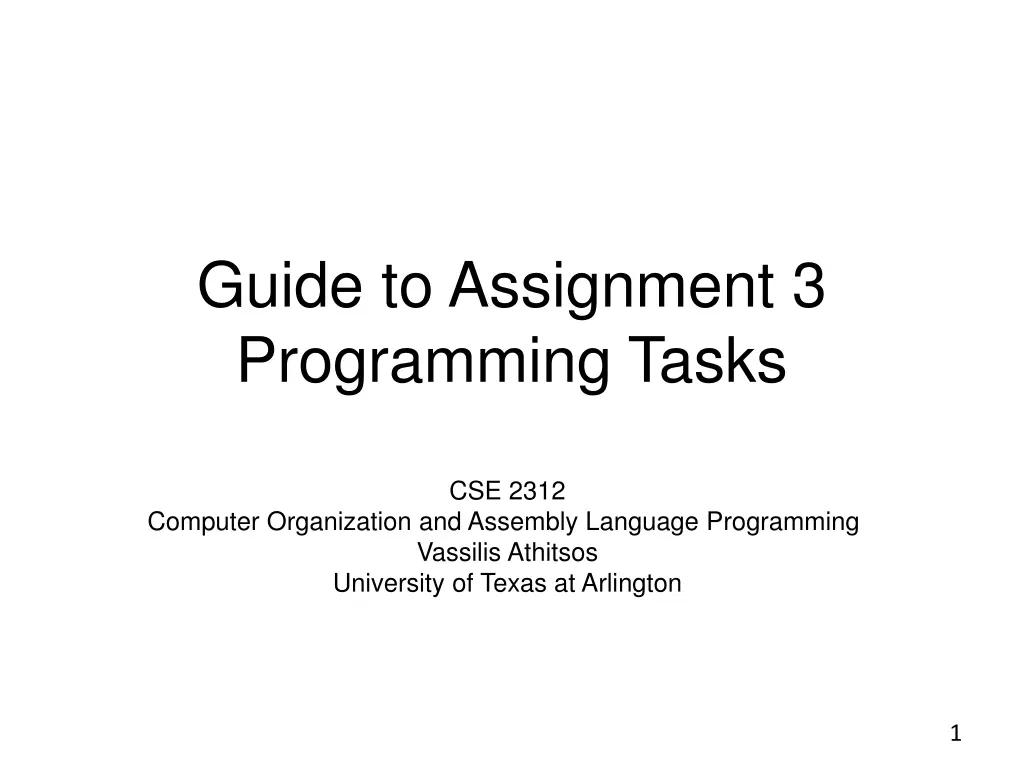 guide to assignment 3 programming tasks