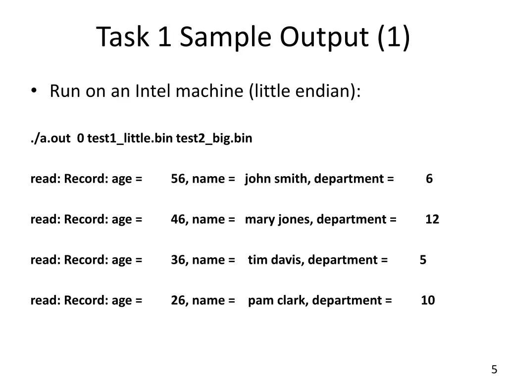 task 1 sample output 1